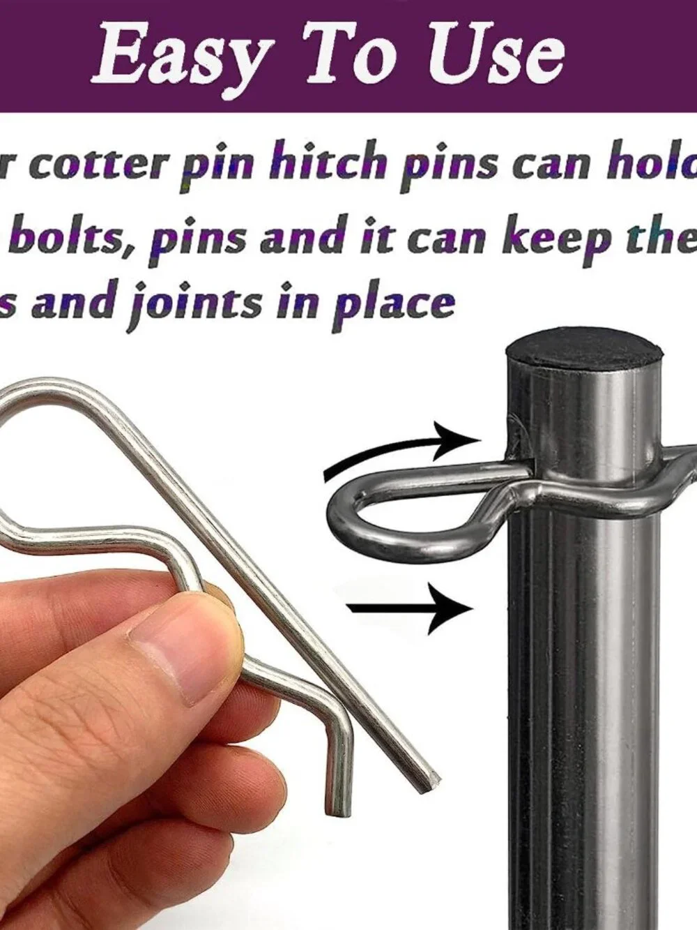 80 Pcs 6 Sizes Stainless Steel Hitch Pin Clip Kit for Hitch Pin Lock System, Tru
